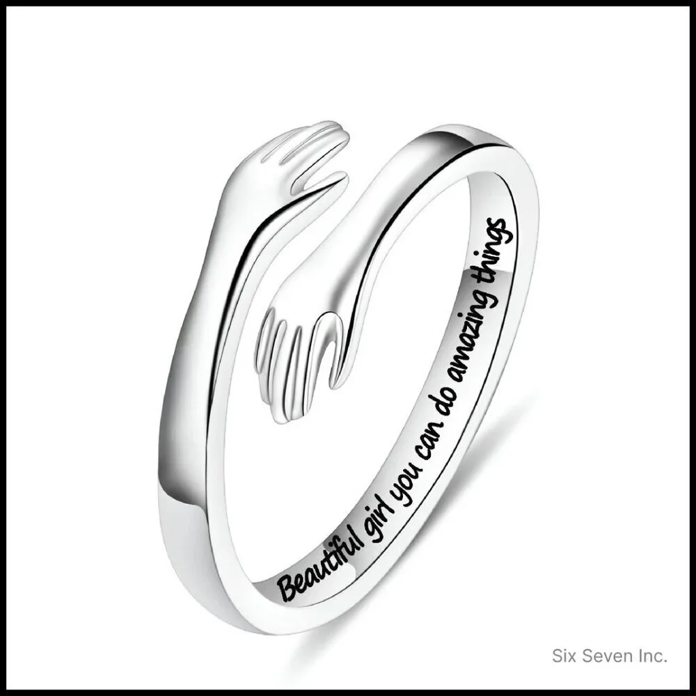 Sterling Silver Hug Ring Adjustable Minimal Chic Gift for Women Girls